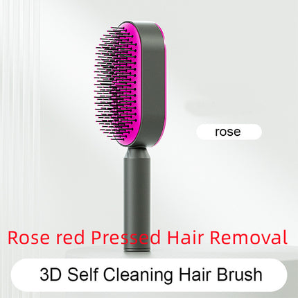 Cepillo de pelo autolimpiable para mujer, limpieza con una tecla, masaje de airbag anticaída, peine para el cuero cabelludo, cepillo antiestático.