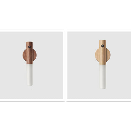 Luz nocturna LED USB magnética de madera inalámbrica para pasillos, porche, sensor de movimiento PIR, lámpara de pared, lámpara de armario