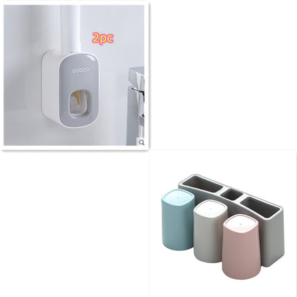 Juego de accesorios de baño con dispensador de pasta de dientes automático de montaje en pared