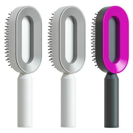 Cepillo de pelo autolimpiable para mujer, limpieza con una tecla, masaje de airbag anticaída, peine para el cuero cabelludo, cepillo antiestático.