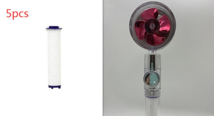 Cabezal de ducha de bajo consumo, con giro de 360 grados y pequeño ventilador, boquilla de ABS a alta presión, accesorios de baño