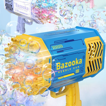 Pistola de burbujas cohete 69 agujeros, máquina de pompas de jabón con forma de ametralladora, soplador automático con luz, juguetes para niños