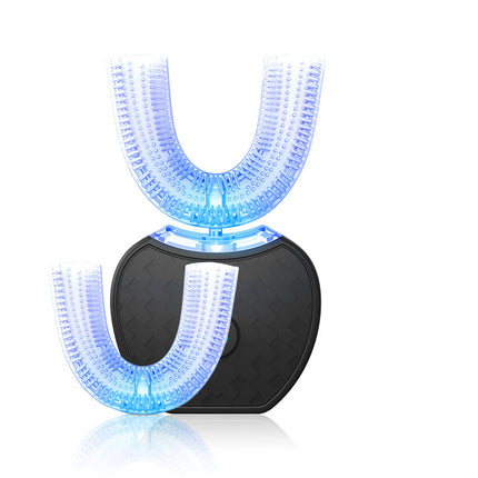 Cepillo de dientes eléctrico automático inteligente 360 grados resistente al agua tipo U blanqueador con luz azul carga USB