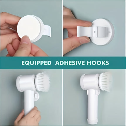 1 cepillo de limpieza eléctrico giratorio, limpiador de cocina de mano recargable por USB sin cable, cepillo de limpieza de baño recargable, cepillo de limpieza eléctrico giratorio automático para limpieza