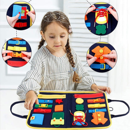 Nuevo Busy Book Tablero de actividades para niños, vestirse y abrocharse, aprendizaje del bebé, educación temprana, preescolar, juguete sensorial de aprendizaje