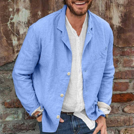 Camisas de manga larga para hombre, versátil, informal, holgada, tipo chaqueta