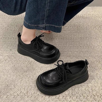 Zapatos de cuero negros con cordones, cómodos para el trabajo y para ir y volver